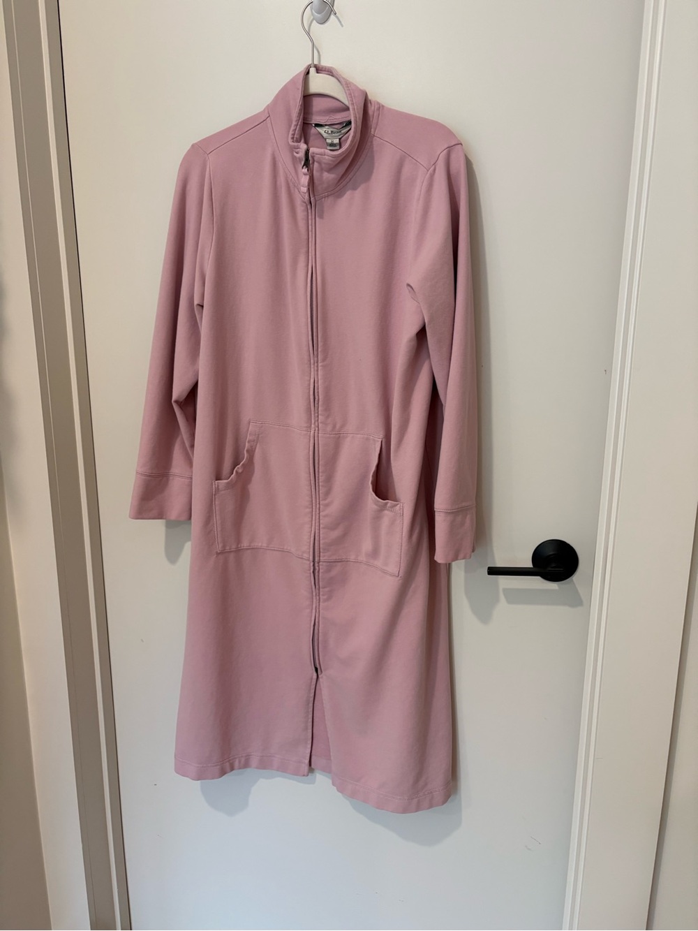 LL Bean Pink Ultrasoft Sweatshirt Full Zip Long Robe Cotton Loungewear M